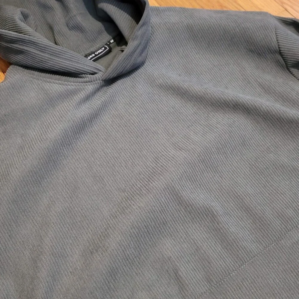 Members Only Corduroy Pullover Hoodie Heavy Sage Green Men's Medium M Like New